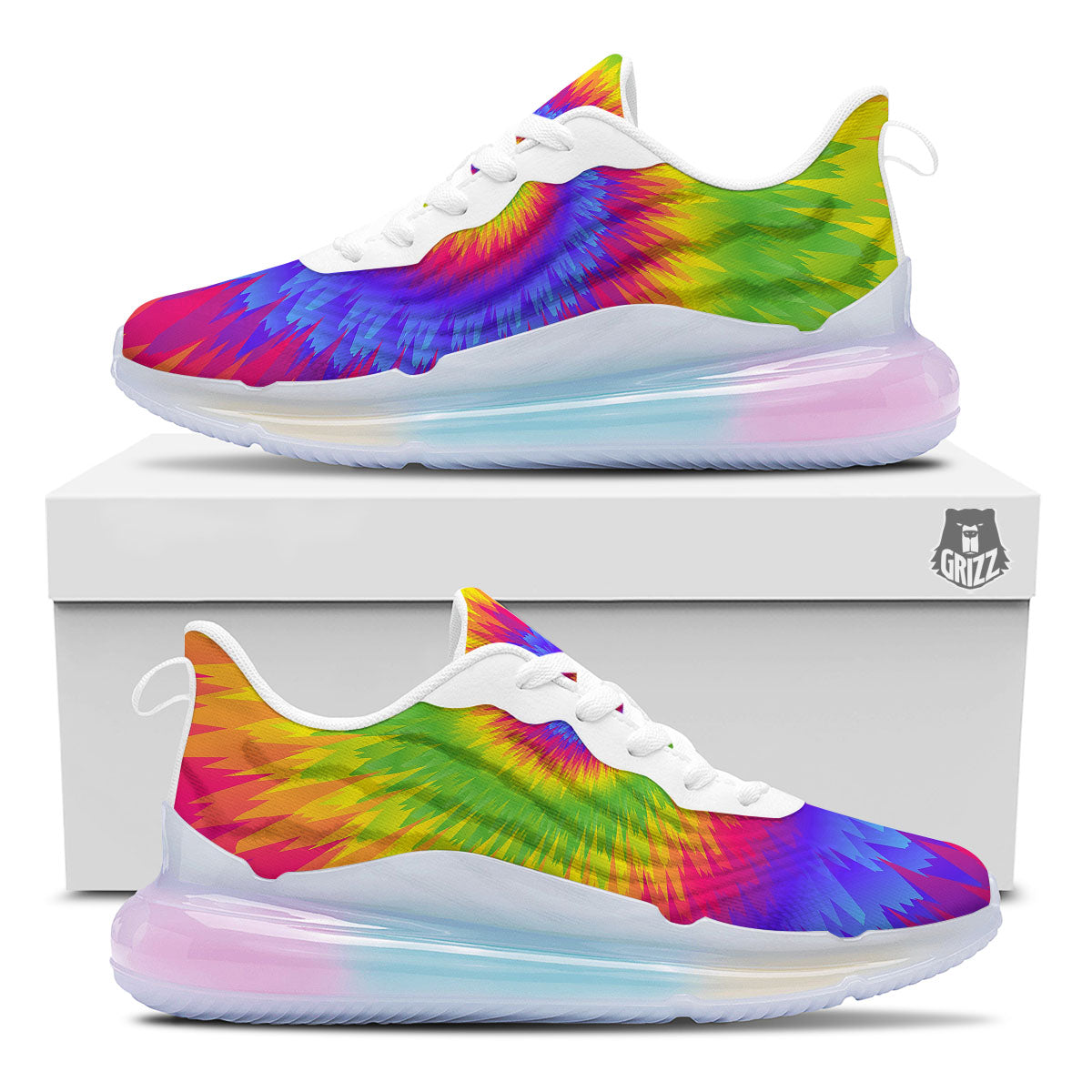 Swirl Rainbow Psychedelic Print Running Sneakers-grizzshop