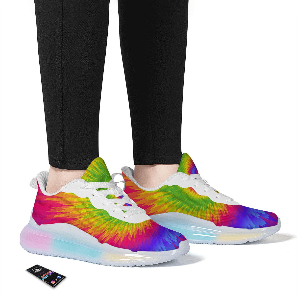 Swirl Rainbow Psychedelic Print Running Sneakers-grizzshop
