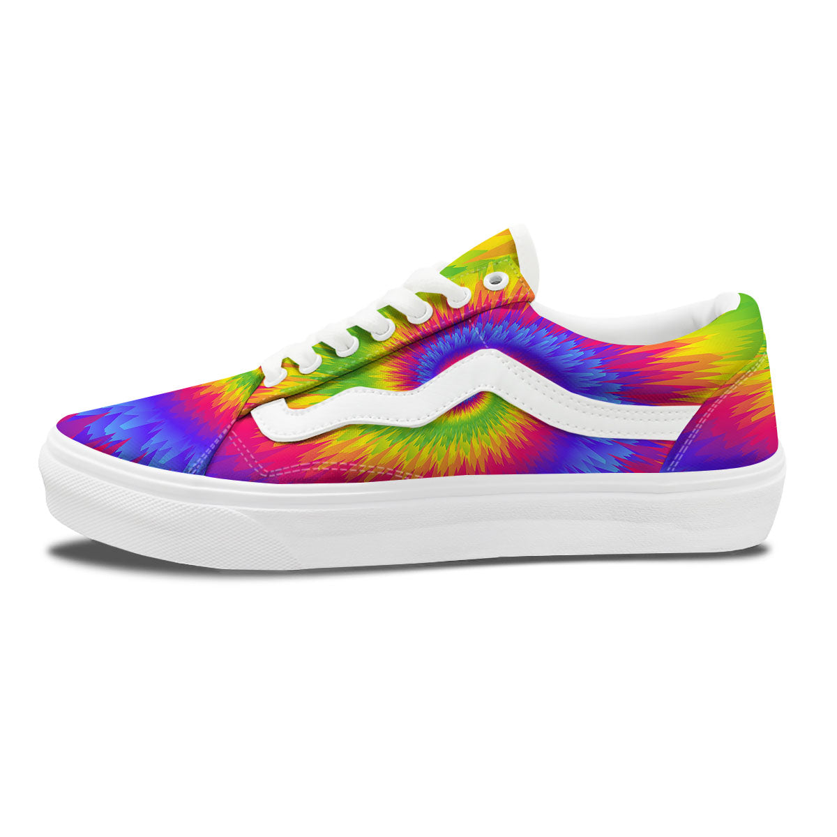 Swirl Rainbow Psychedelic Print Skate Shoes-grizzshop