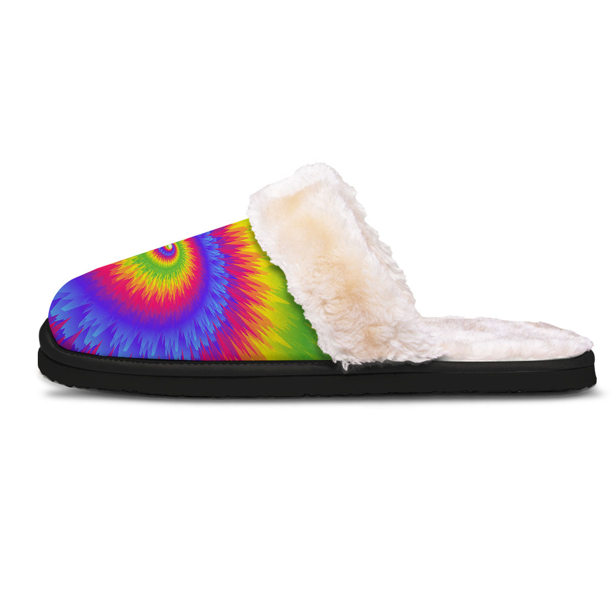 Swirl Rainbow Psychedelic Print Slippers-grizzshop