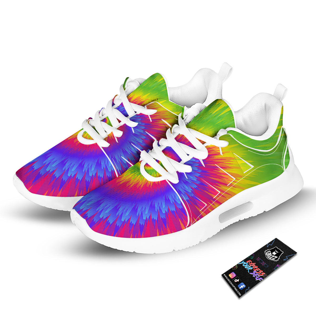 Swirl Rainbow Psychedelic Print Tennis Shoes-grizzshop