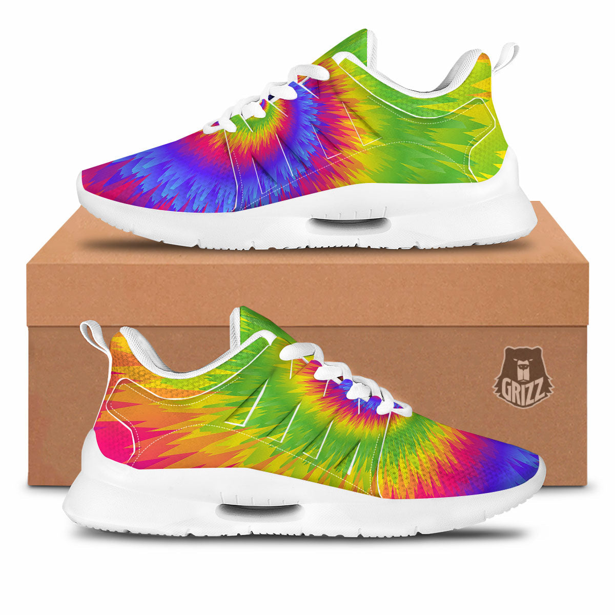 Swirl Rainbow Psychedelic Print Tennis Shoes-grizzshop