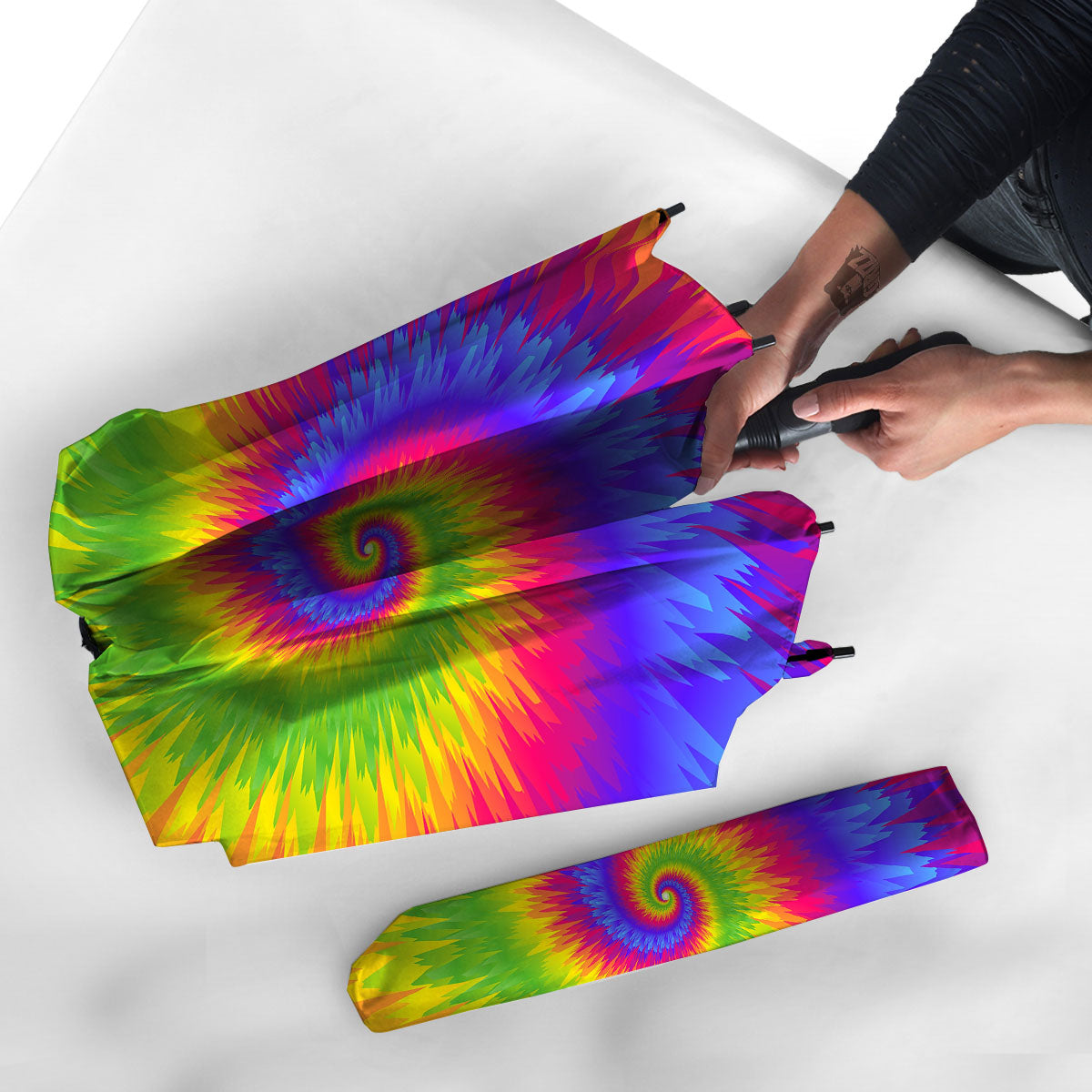 Swirl Rainbow Psychedelic Print Umbrella-grizzshop