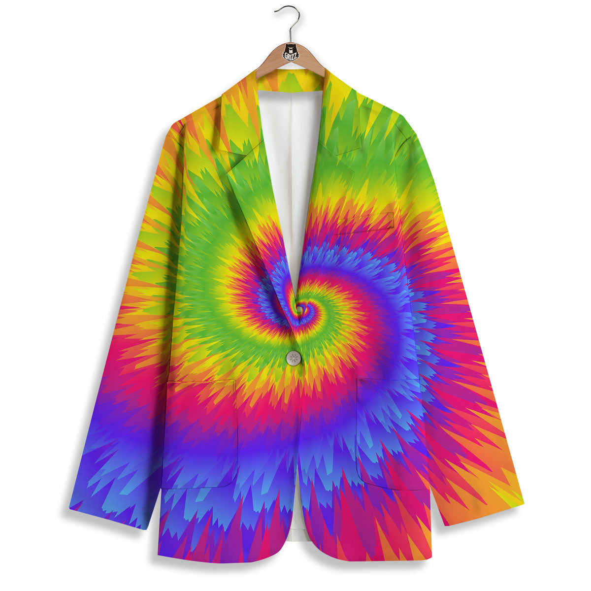 Swirl Rainbow Psychedelic Print Women's Blazer-grizzshop
