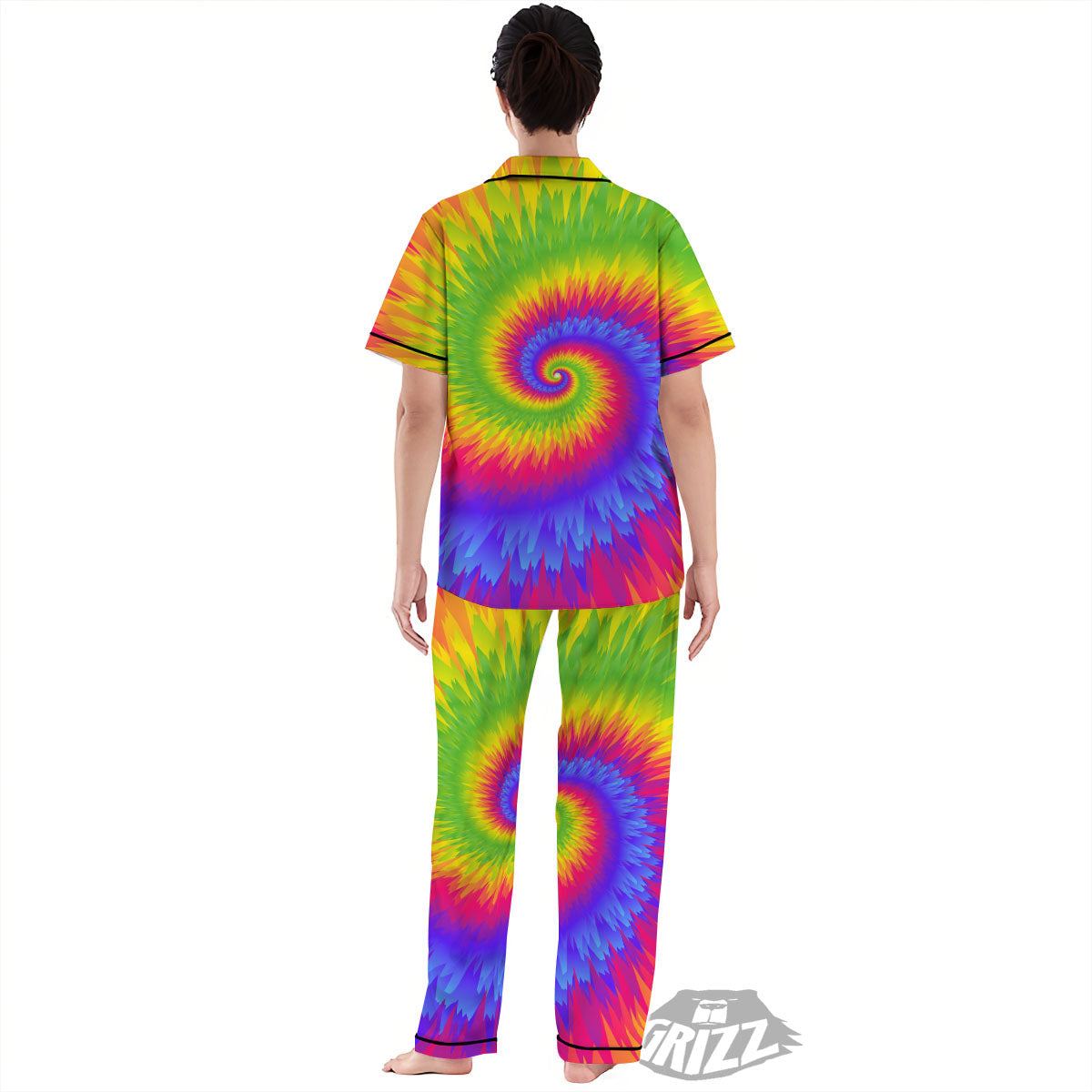 Swirl Rainbow Psychedelic Print Women's Pajamas Set-grizzshop