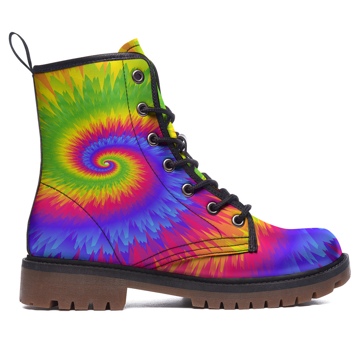 Swirl Rainbow Psychedelic Print Work Boots-grizzshop