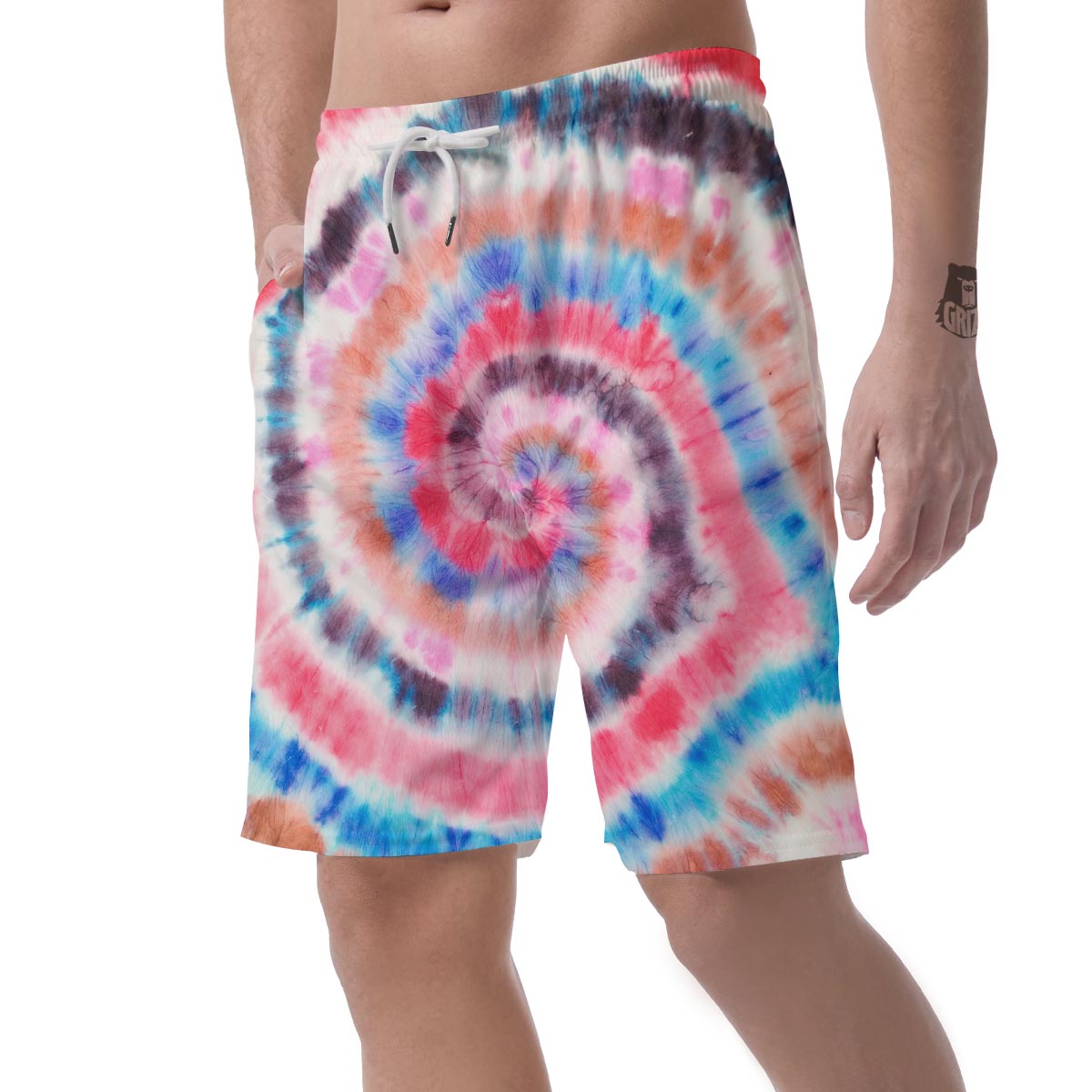 Swirl Rainbow Tie Dye Men's Shorts-grizzshop