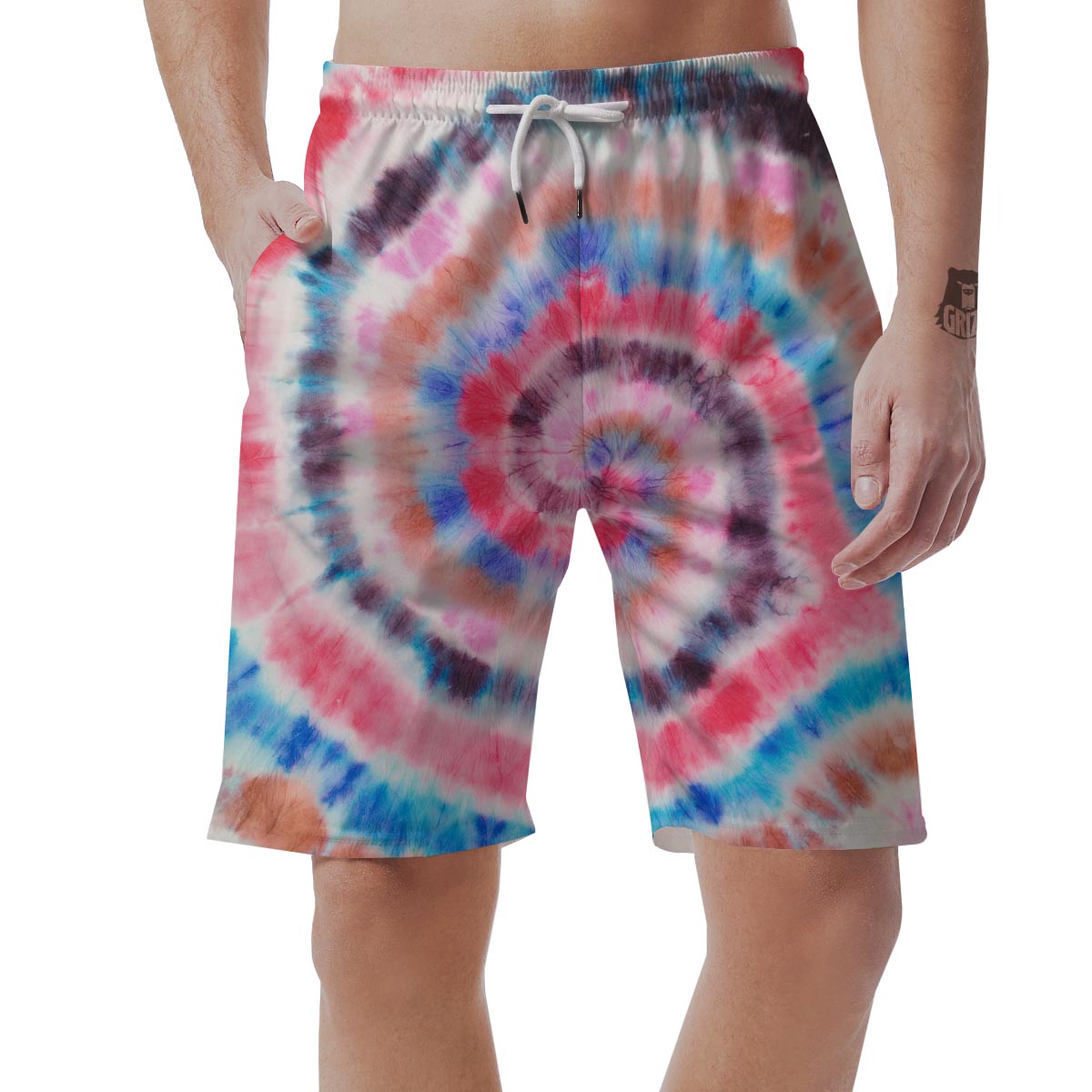 Swirl Rainbow Tie Dye Men's Shorts-grizzshop