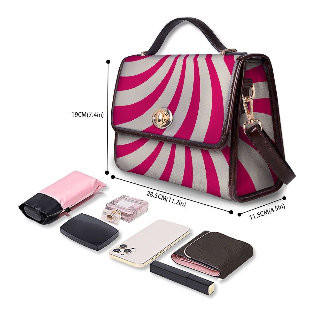 Swirl Candy Pink Print Women's Satchel Bag