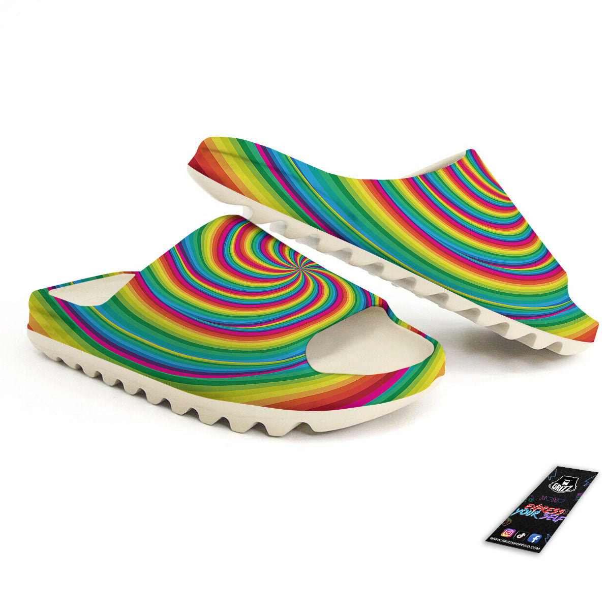 Swirl Candy Rainbow Print Sandals-grizzshop