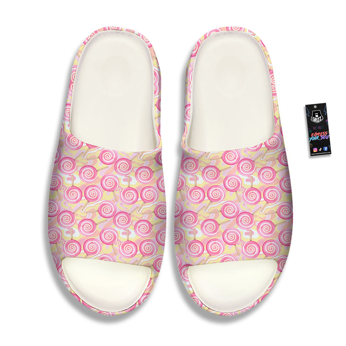 Swirl Pink Lollipop Print Pattern Sandals-grizzshop