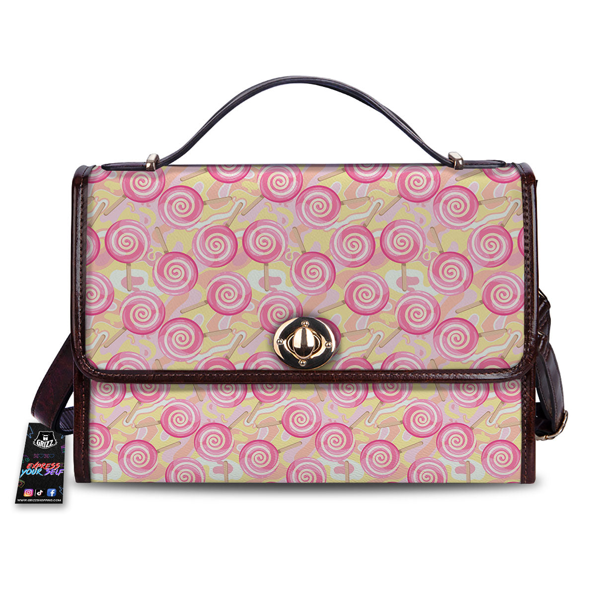 Swirl Pink Lollipop Print Pattern Women's Satchel Bag