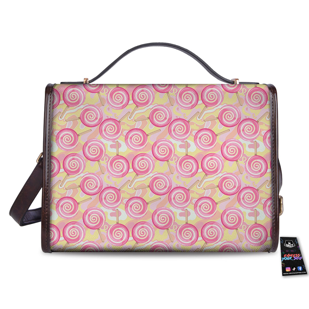 Swirl Pink Lollipop Print Pattern Women's Satchel Bag