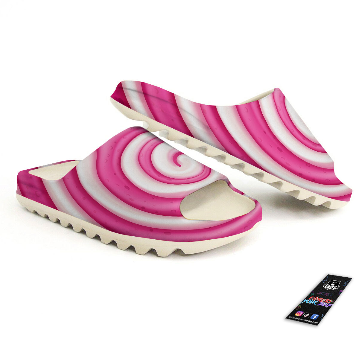 Swirl Pink Lollipop Print Sandals-grizzshop