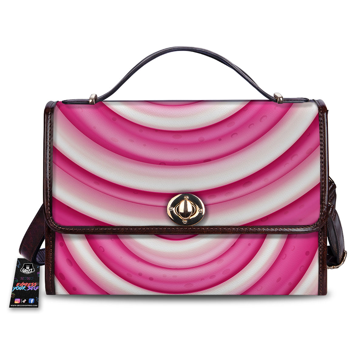 Swirl Pink Lollipop Print Women's Satchel Bag