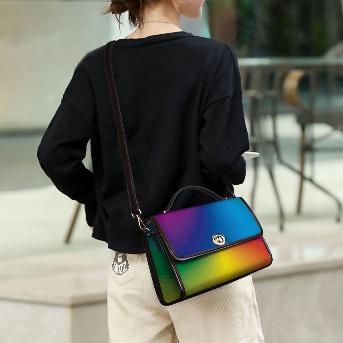 Swirl Rainbow Print Women's Satchel Bag