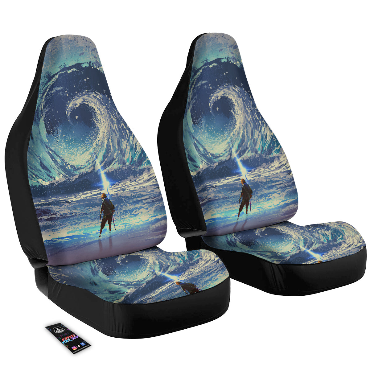 Swirling Sea Watercolor Print Car Seat Covers-grizzshop