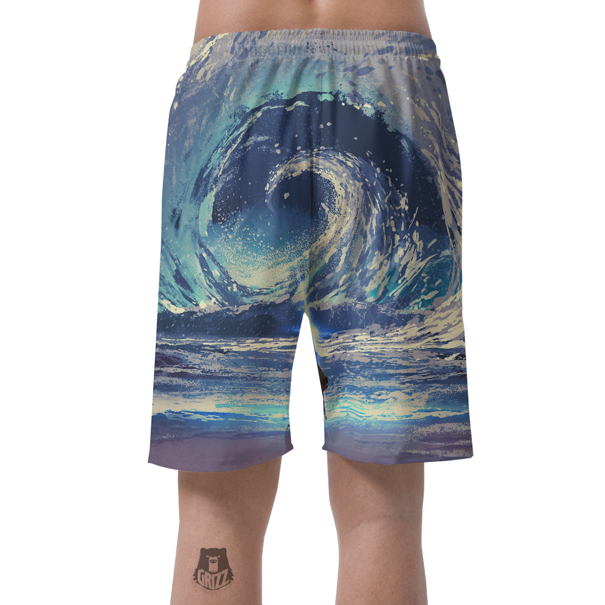 Swirling Sea Watercolor Print Men's Shorts-grizzshop
