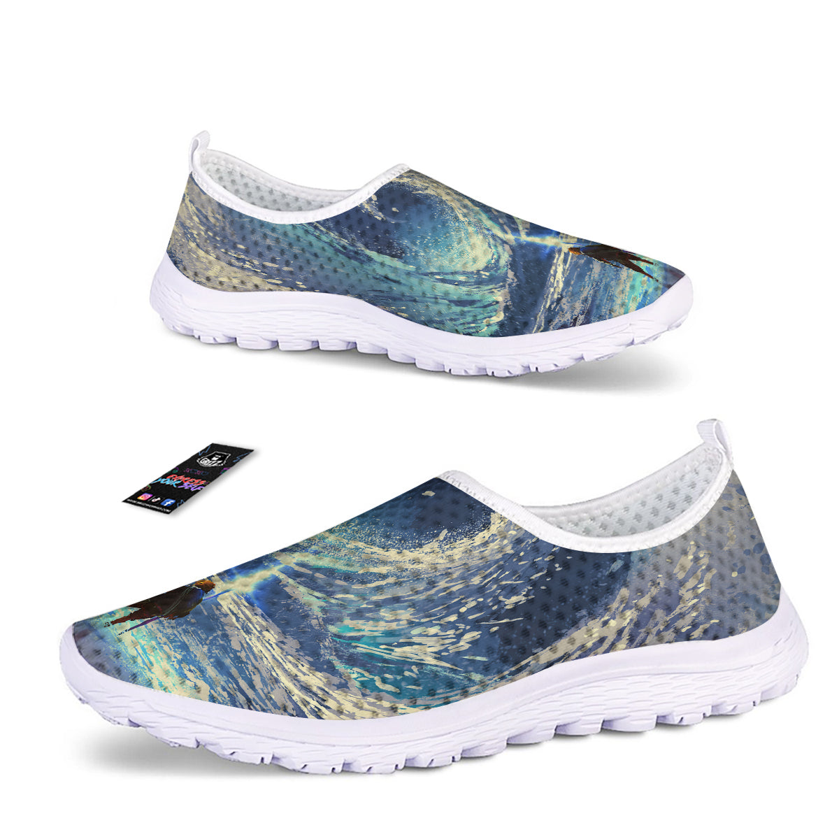 Swirling Sea Watercolor Print Nurse Shoes-grizzshop