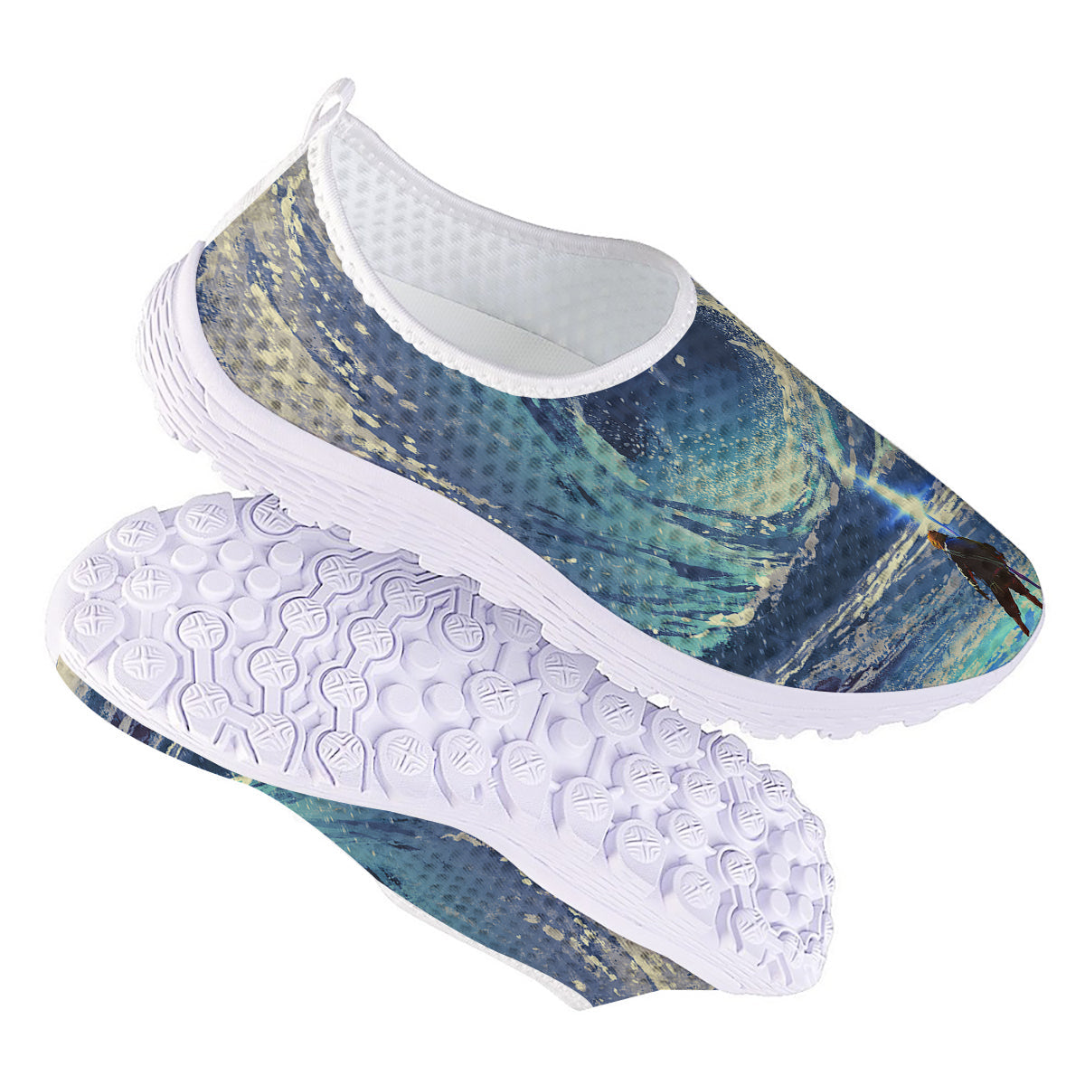 Swirling Sea Watercolor Print Nurse Shoes-grizzshop