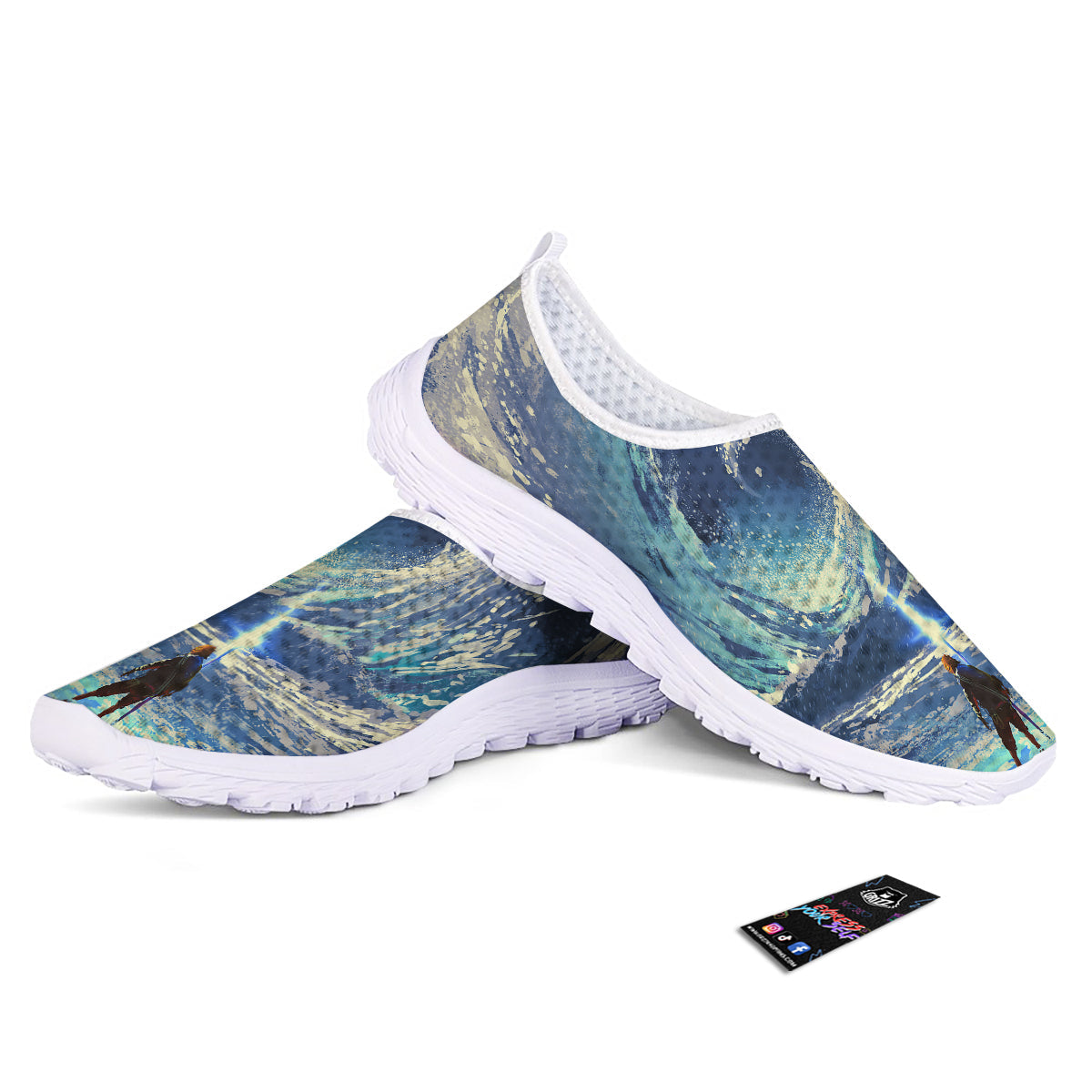 Swirling Sea Watercolor Print Nurse Shoes-grizzshop