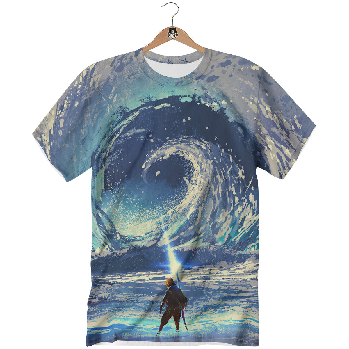 Swirling Sea Watercolor Print T-Shirt-grizzshop