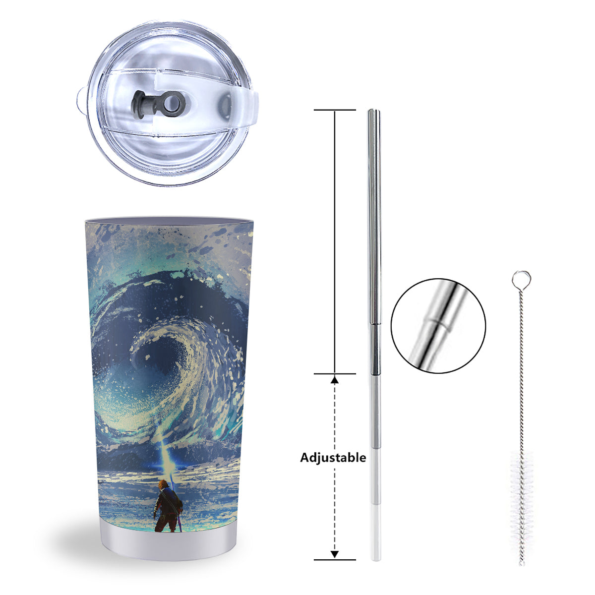 Swirling Sea Watercolor Print Tumbler-grizzshop