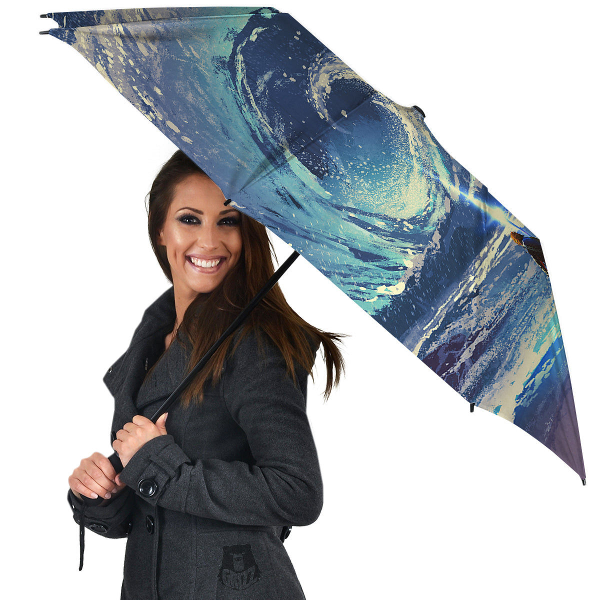 Swirling Sea Watercolor Print Umbrella-grizzshop