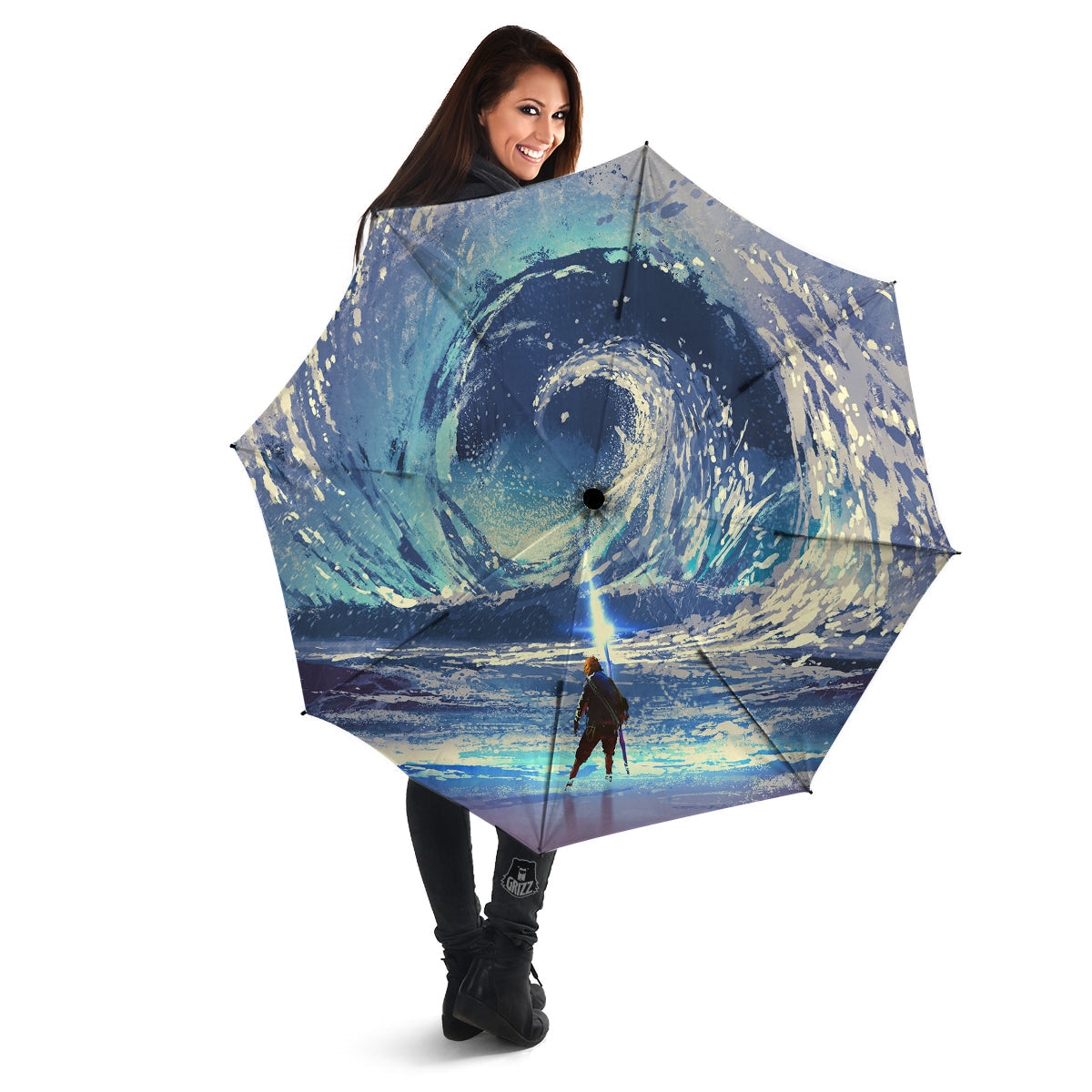 Swirling Sea Watercolor Print Umbrella-grizzshop
