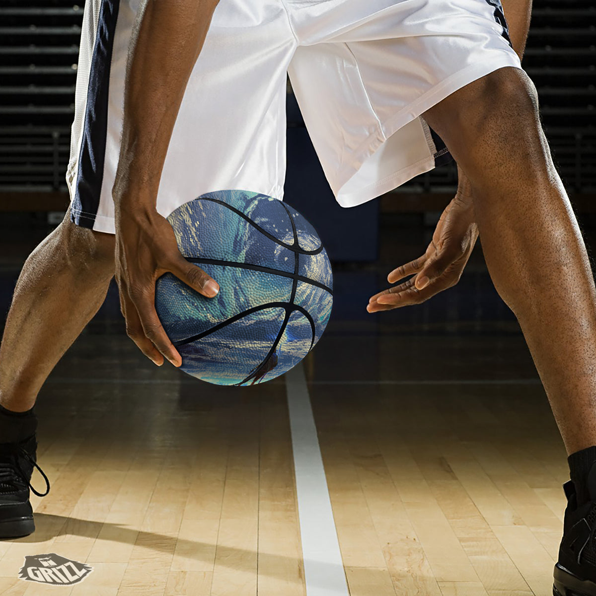 Swirling Sea Watercolor Print Basketball