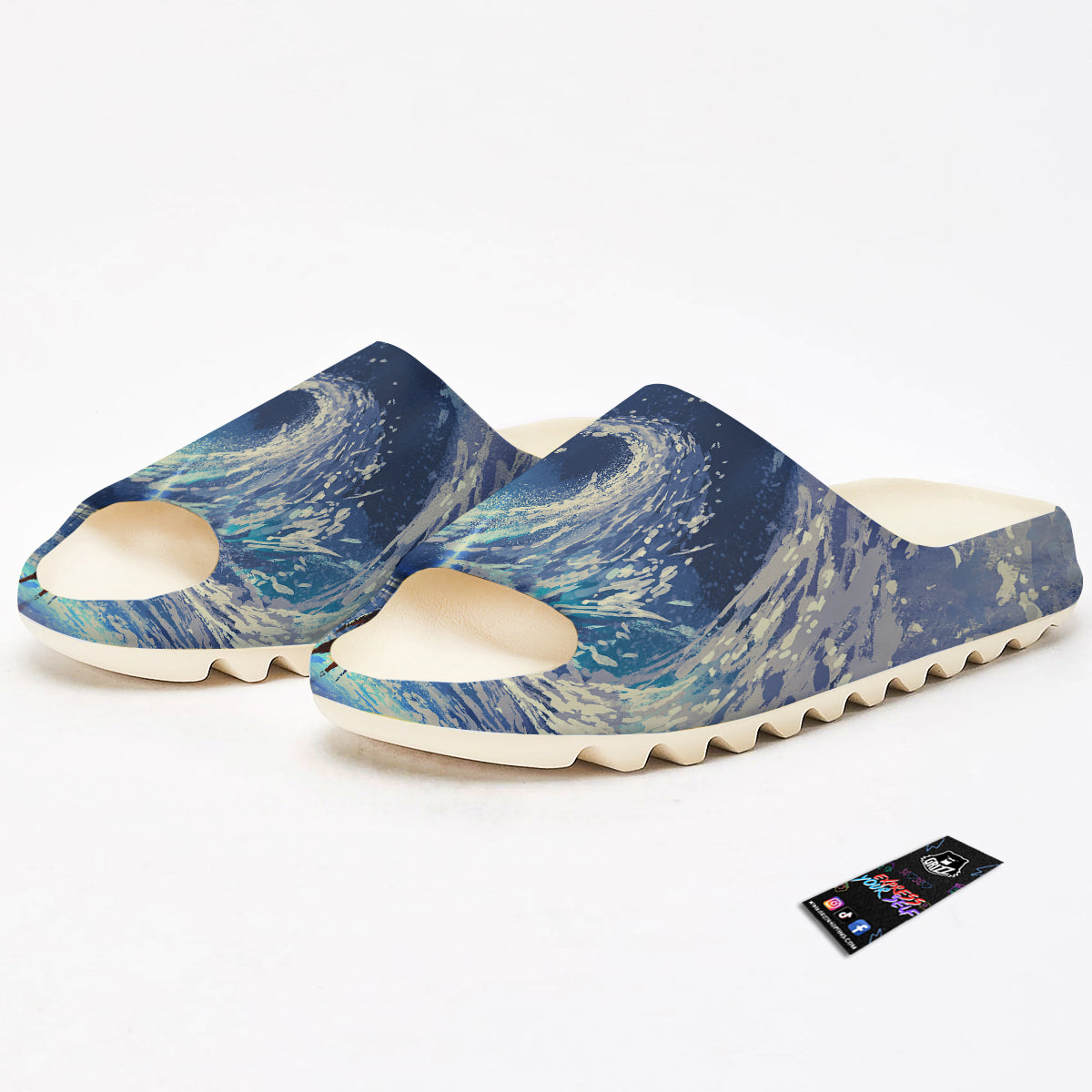 Swirling Sea Watercolor Print Sandals-grizzshop