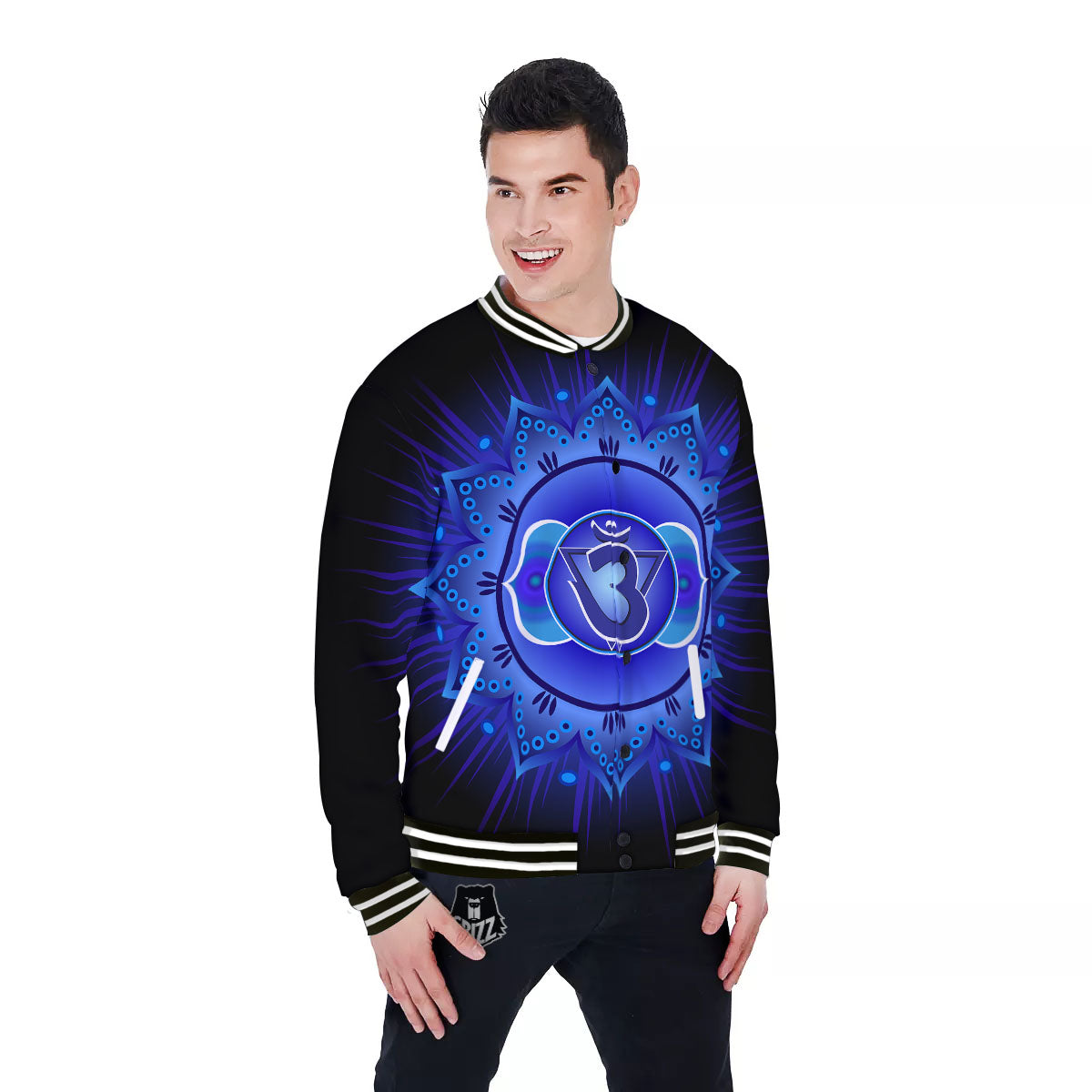 Symbol Ajna Chakra Print Baseball Jacket-grizzshop