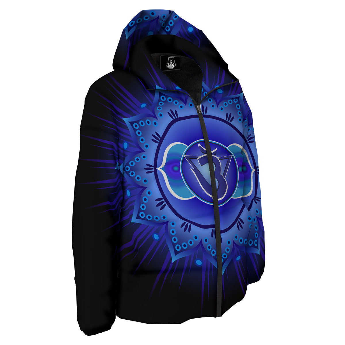 Symbol Ajna Chakra Print Down Jacket-grizzshop