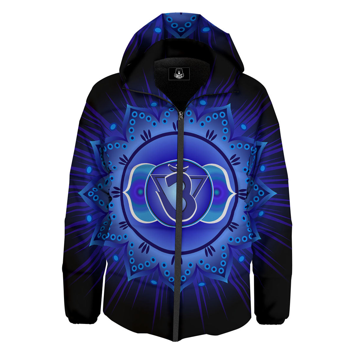 Symbol Ajna Chakra Print Down Jacket-grizzshop