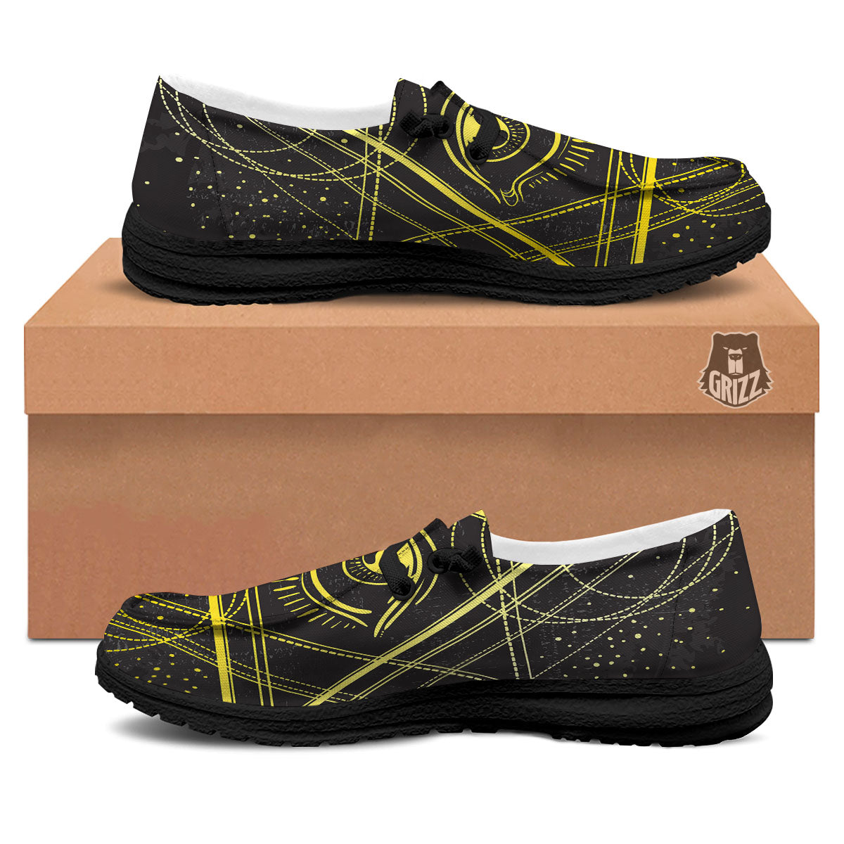 Symbol All Seeing Eye Print Black Loafers-grizzshop