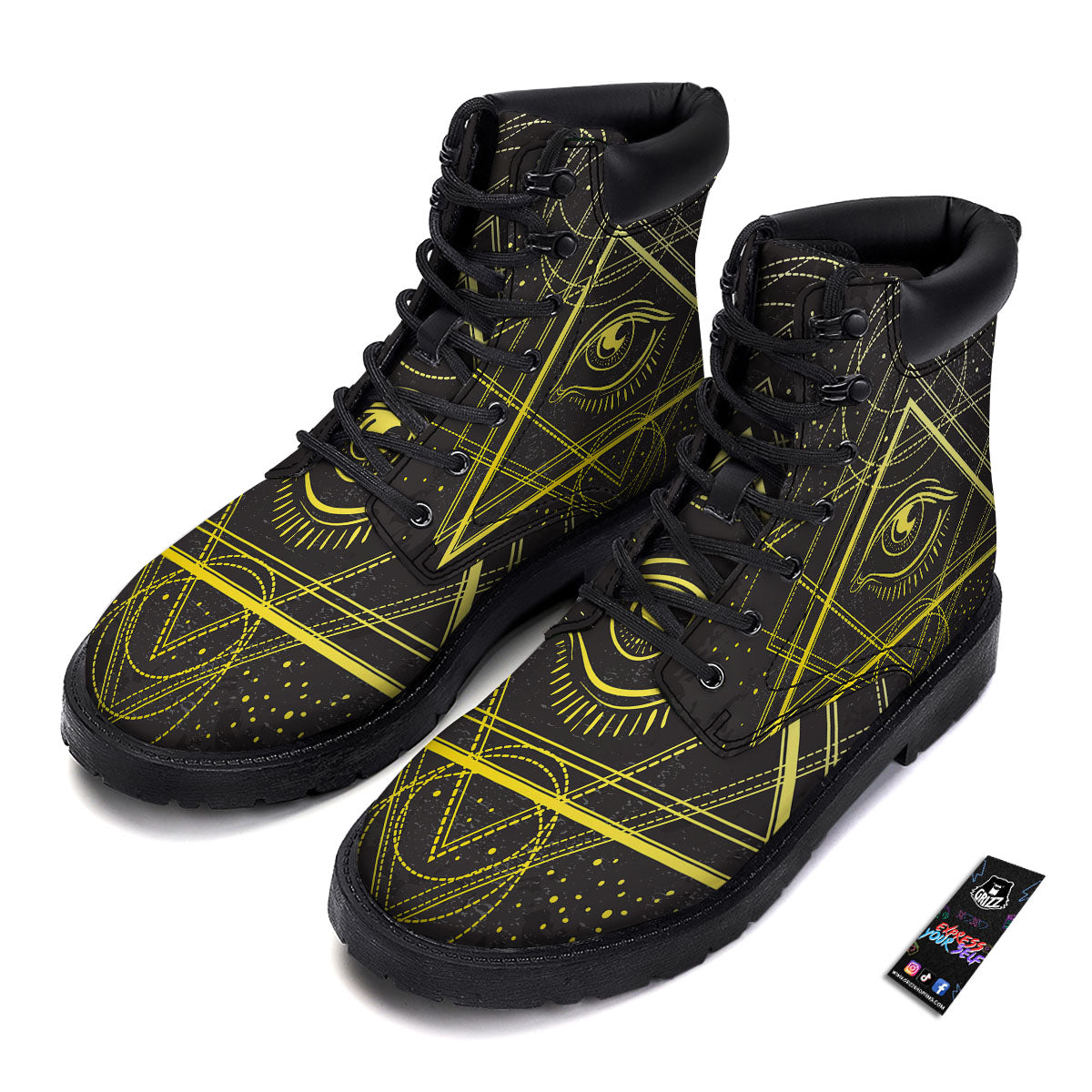 Symbol All Seeing Eye Print Boots-grizzshop