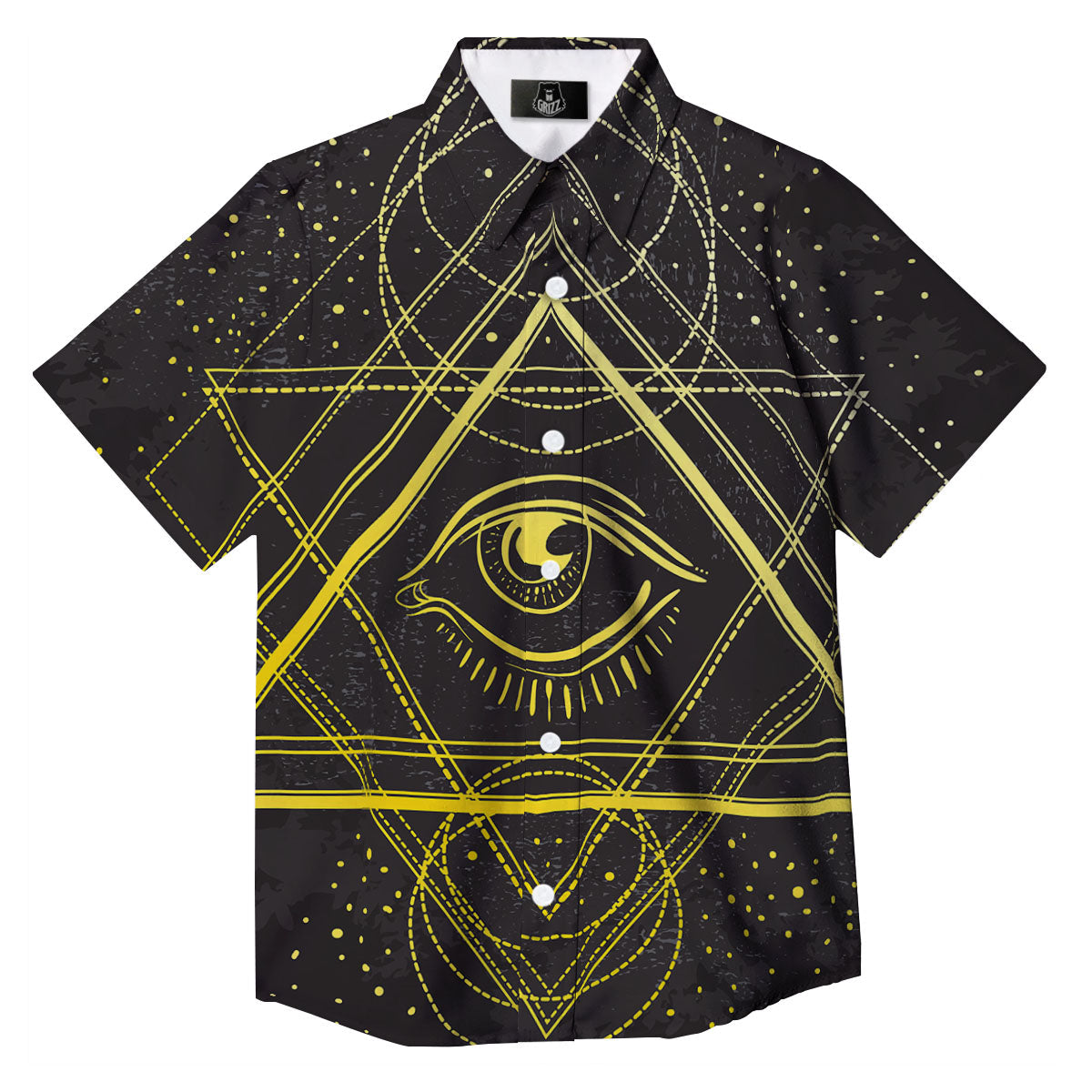 Symbol All Seeing Eye Print Button Up Shirt-grizzshop