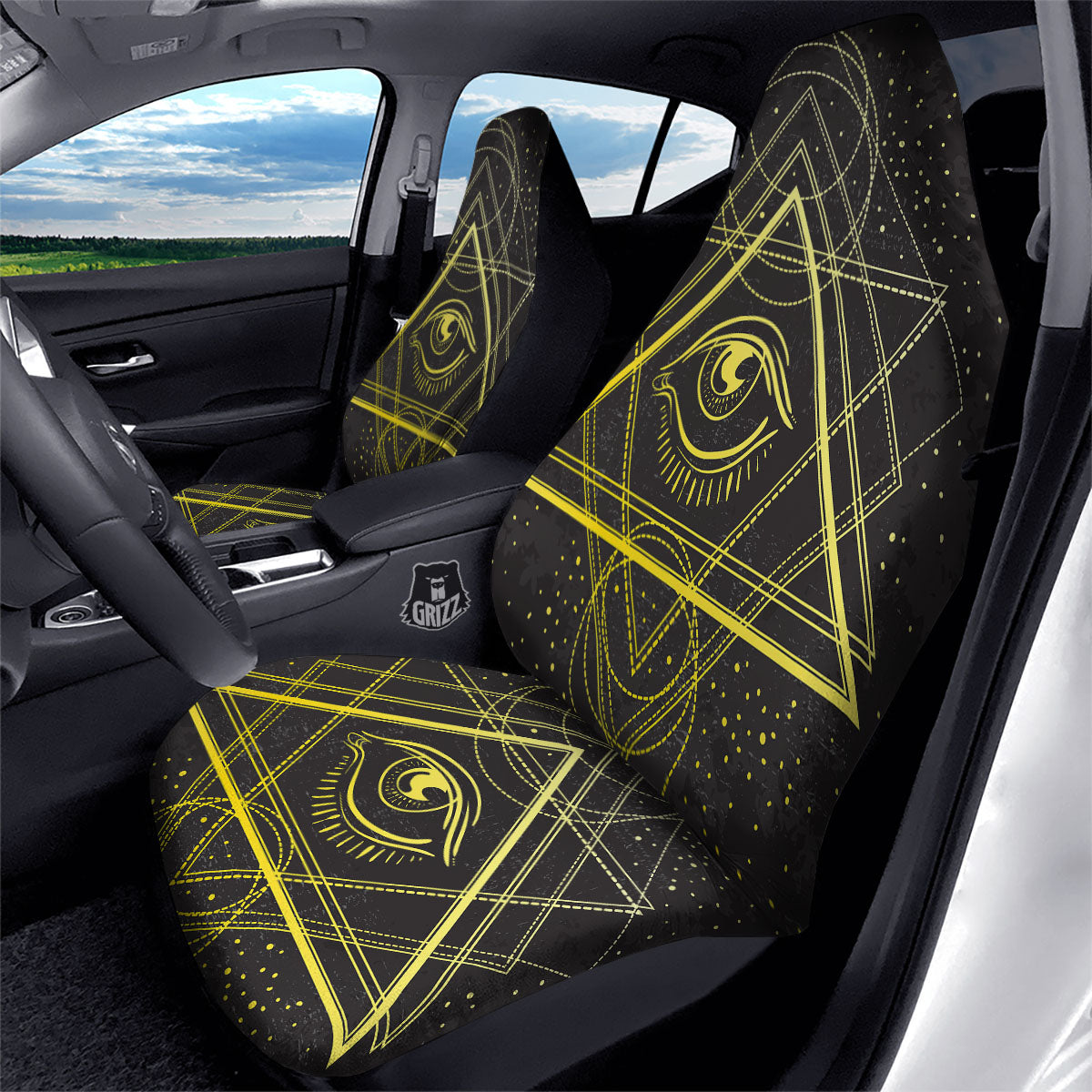 Symbol All Seeing Eye Print Car Seat Covers-grizzshop