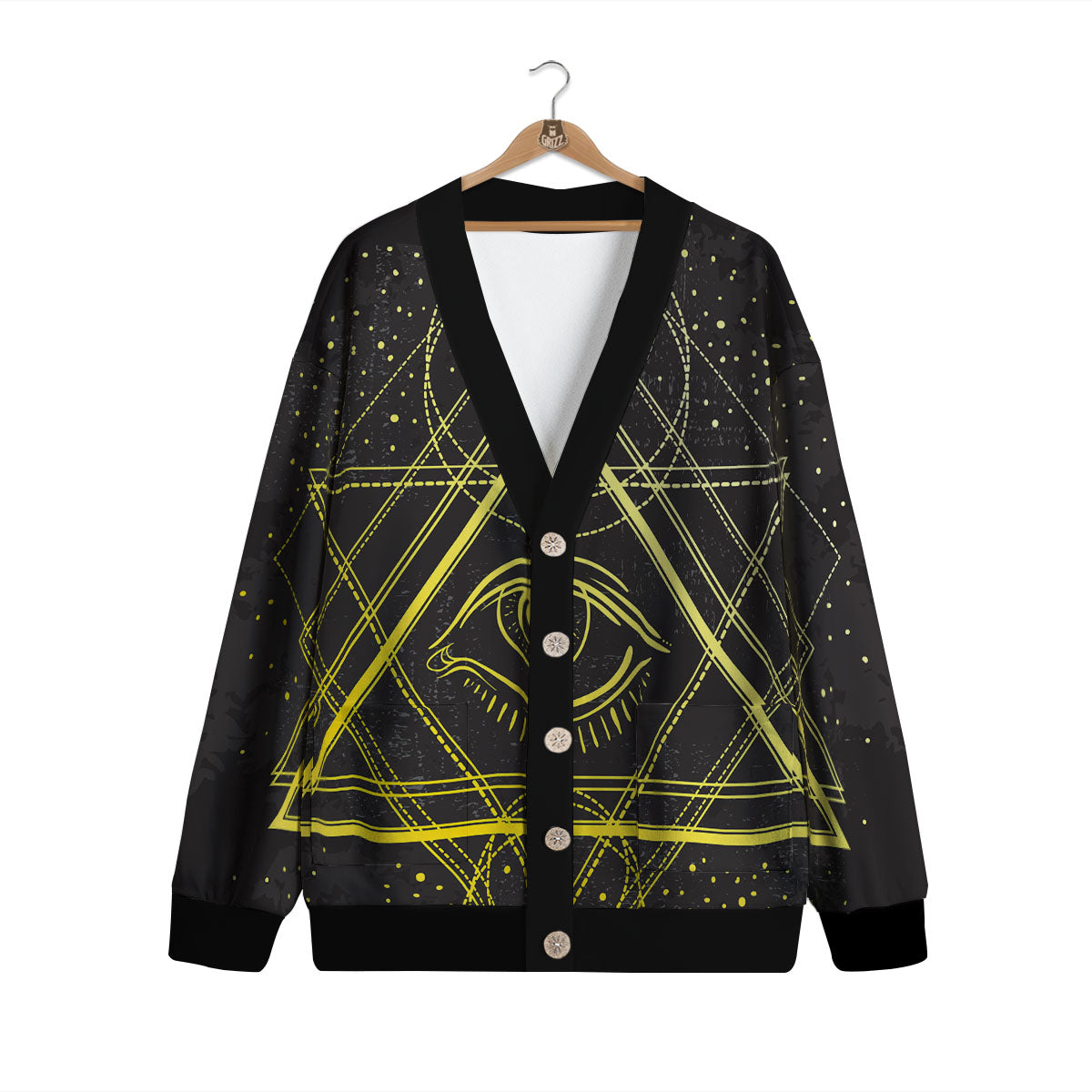 Symbol All Seeing Eye Print Cardigan-grizzshop