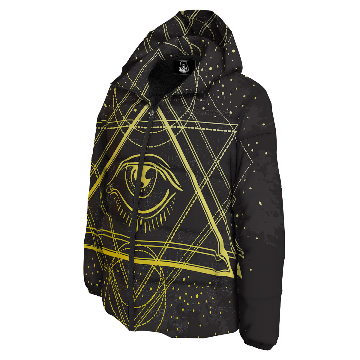Symbol All Seeing Eye Print Down Jacket-grizzshop