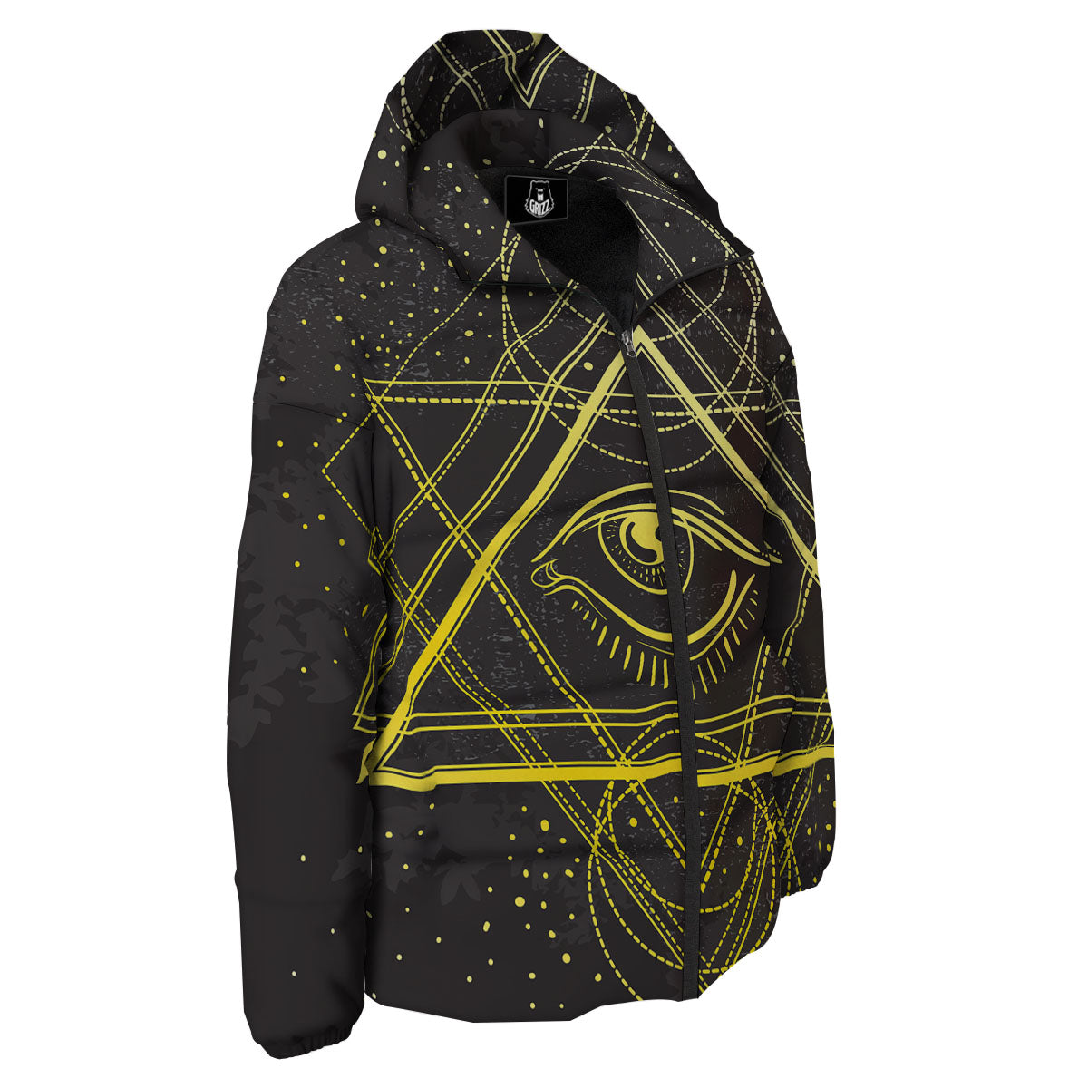 Symbol All Seeing Eye Print Down Jacket-grizzshop