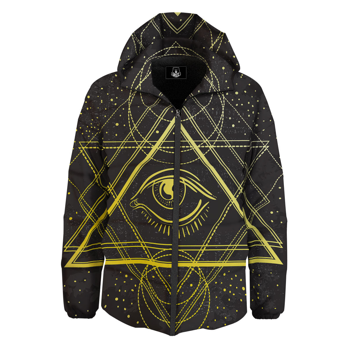 Symbol All Seeing Eye Print Down Jacket-grizzshop