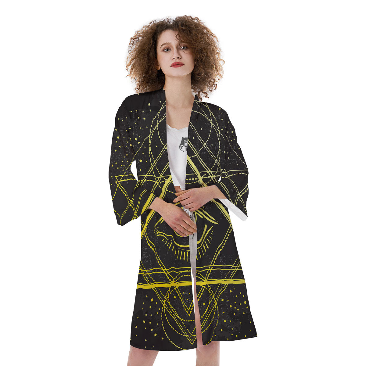 Symbol All Seeing Eye Print Kimono-grizzshop