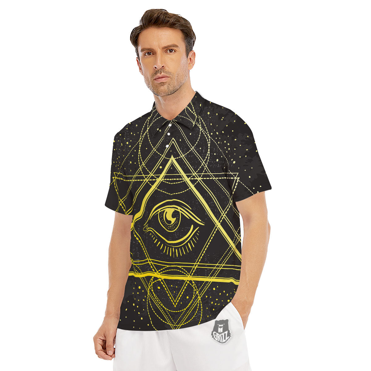 Symbol All Seeing Eye Print Men's Golf Shirts-grizzshop