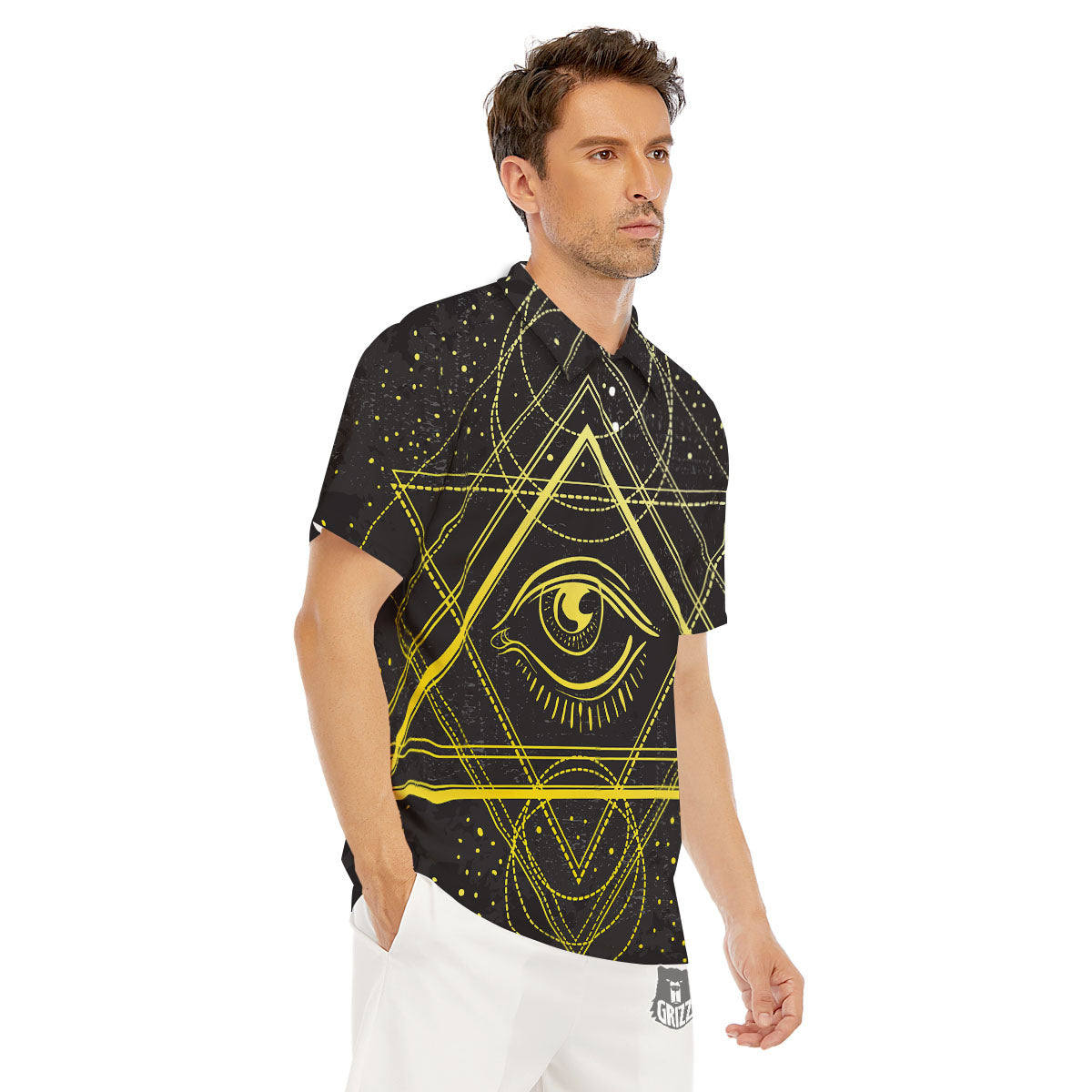 Symbol All Seeing Eye Print Men's Golf Shirts-grizzshop