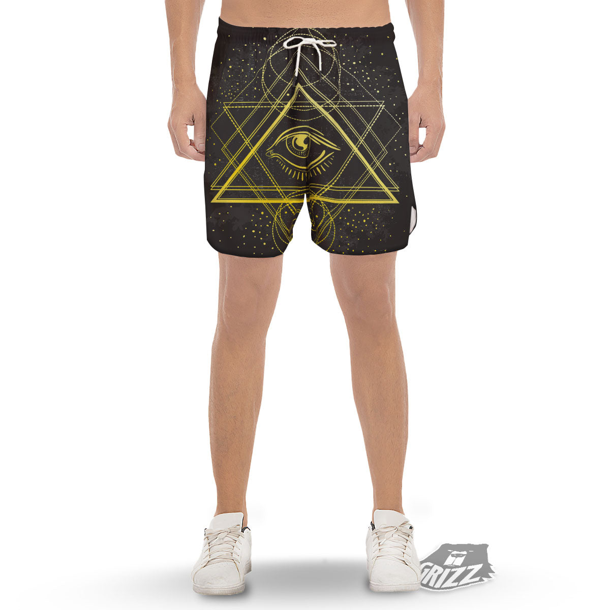 Symbol All Seeing Eye Print Men's Gym Shorts-grizzshop