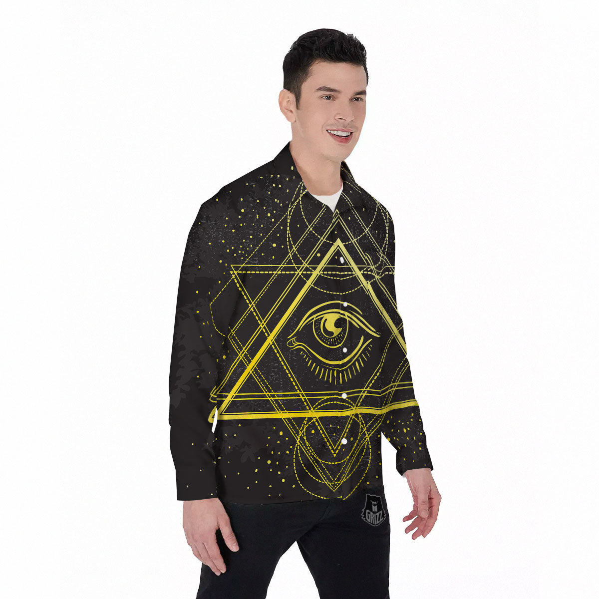 Symbol All Seeing Eye Print Men's Long Sleeve Shirts-grizzshop