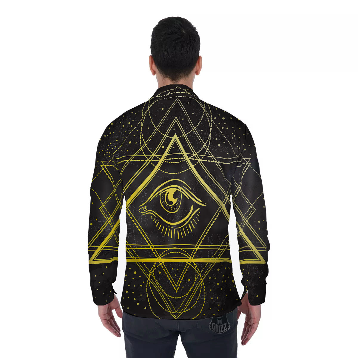 Symbol All Seeing Eye Print Men's Long Sleeve Shirts-grizzshop