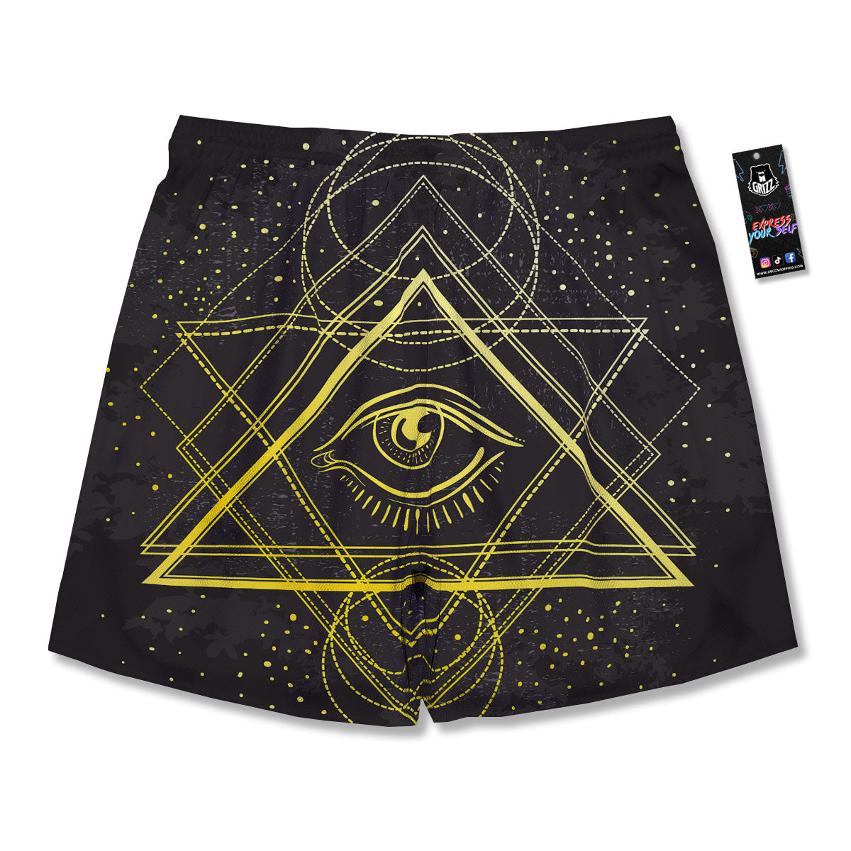 Symbol All Seeing Eye Print Men's Running Shorts-grizzshop