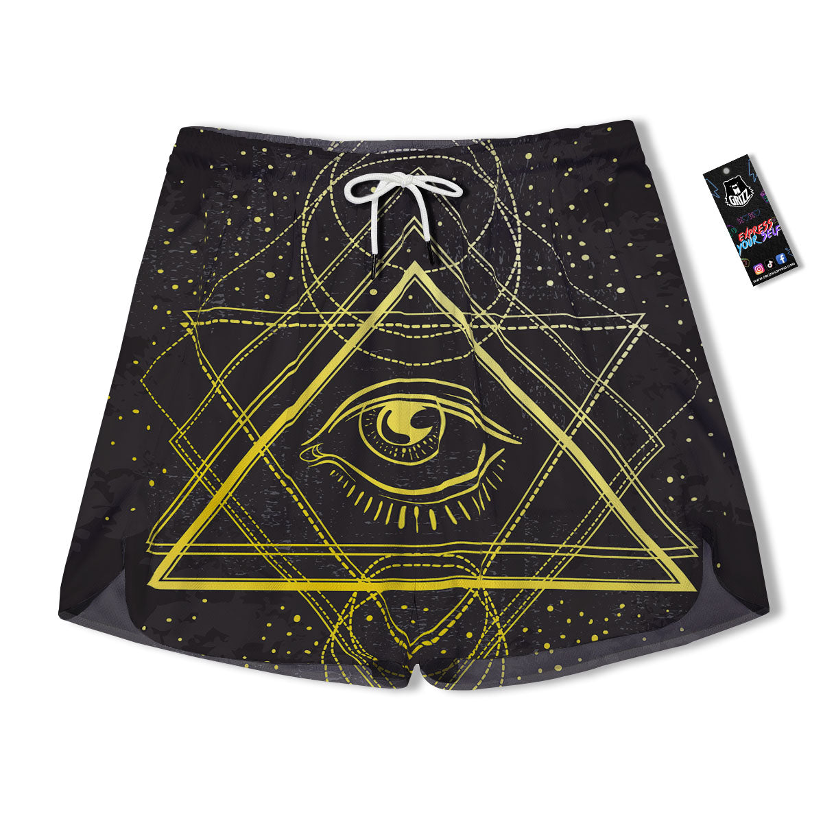 Symbol All Seeing Eye Print Men's Running Shorts-grizzshop